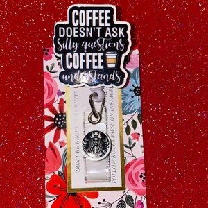 Cute coffee themed badge reel