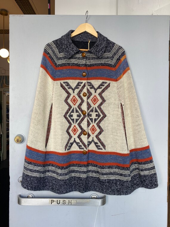 Knit poncho. Vintage woven 1970’s cape