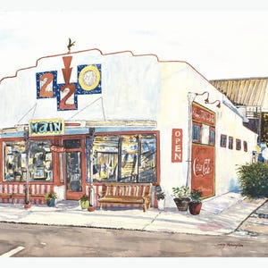 Main and Toulme Old Town Bay St. Louis, Wall Print from Original Watercolor Painting, 8 1/2&quot; x 11&quot; or 16&quot; x 20&quot;, White, Southern, Decorative