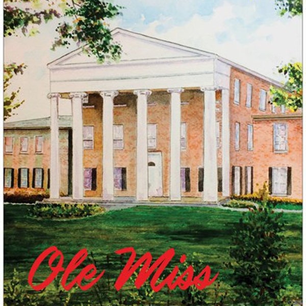 University of Mississippi Poster, Colorful, 11" x 17", Ole Miss, Rebels, College, Alumni, Red and Blue, Black Bear, Oxford, Go Rebels