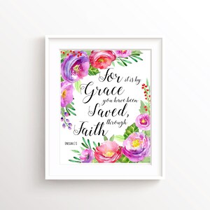 Ephesians Printable Christian Quotes, Bible Verse Printable Scripture Download, Christian Printable Bible Verse Art, Ephesians 2 8, DIGITAL