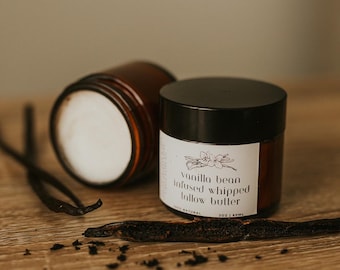 Vanilla Bean Infused Whipped Tallow Butter: Grass-Fed Skincare