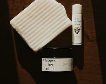 Mini Tallow Bundle | Tallow Face Cream | Tallow Lip Balm | Wedding Favor | Tallow Gift | Tallow Soap