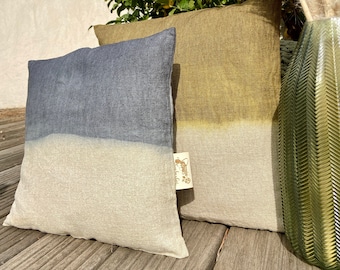 Grey Tie Dye Linen Cushion Decorative Textile Home Accessories Bohemian Style