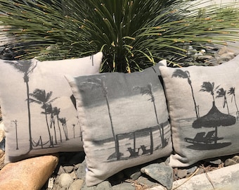Photo printed cushion in natural linen, Jericoacoara Collection