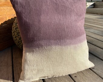 Plum Purple Tie Dye Linen Cushion Decorative Textile Home Accessories Bohemian Style