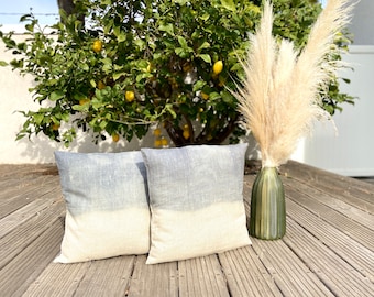Linen Cushion Mouse Grey Tie Dye Decorative Textile Home Accessories Bohemian Style