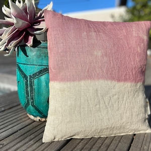 Powder Pink Tie Dye Linen Cushion Decorative Textile Home Accessories Bohemian Style