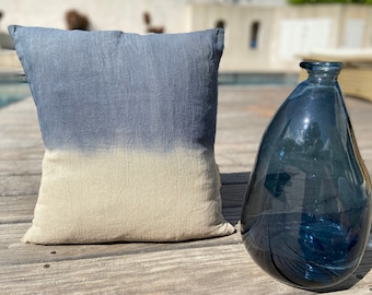 Blue Stone Denim Tie Dye Linen Cushion Decorative Textile Home Accessories Bohemian Style