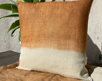 Toffee Brown Tie Dye Linen Cushion Decorative Textile Home Accessories Bohemian Style