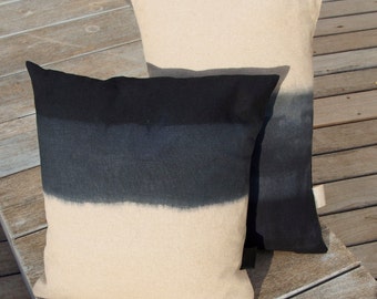 Vintage Black Linen Tie Dye Cushion Decorative Textile Home Accessories Bohemian Style