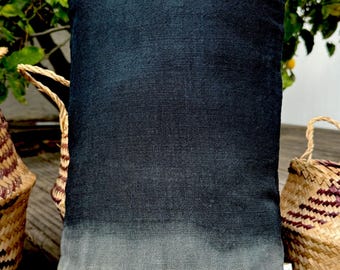 Vintage Black Linen Tie Dye Cushion Decorative Textile Home Accessories Bohemian Style