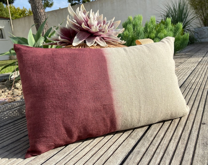 Featured listing image: Claret Red Tie Dye Linen Cushion Decorative Textile Home Accessories Bohemian Style