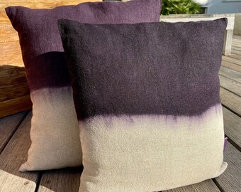 Eggplant Purple Tie Dye Linen Cushion Eggplant Purple Decorative Textile Home Accessories Bohemian Style