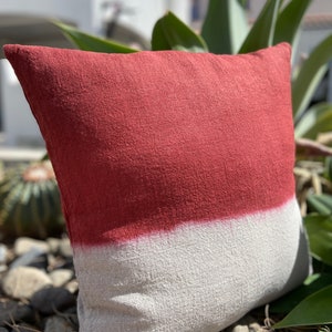 Coussin en Lin Tie & Dye Terracotta Rouge Orangé Style Bohème Chic