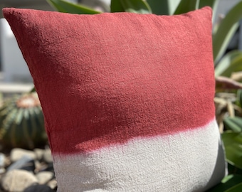 Terracotta Brick Red Tie Dye Linen Cushion Decorative Textile Home Accessories Bohemian Style