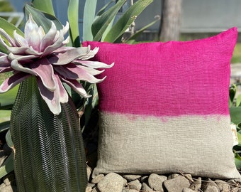 Candy Pink Tie Dye Linen Cushion Decorative Textile Home Accessories Bohemian Style