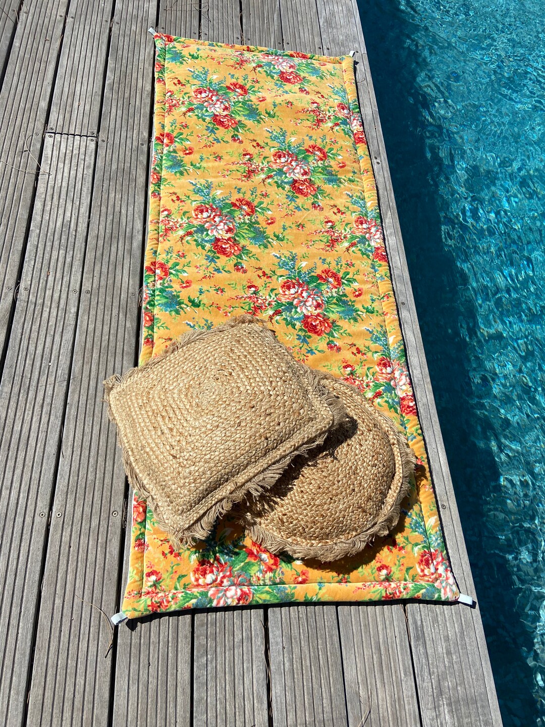 Mattress Topper Yellow Velvet Flower Print Denim Fleece Floor Mattress