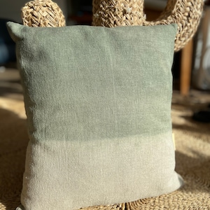 Celadon Green Tie Dye Linen Cushion Decorative Textile Home Accessories Bohemian Style