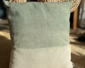 Celadon Green Tie Dye Linen Cushion Decorative Textile Home Accessories Bohemian Style