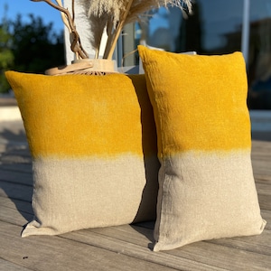 Sunflower Yellow Tie Dye Linen Cushion Decorative Textile Home Accessories Bohemian Style