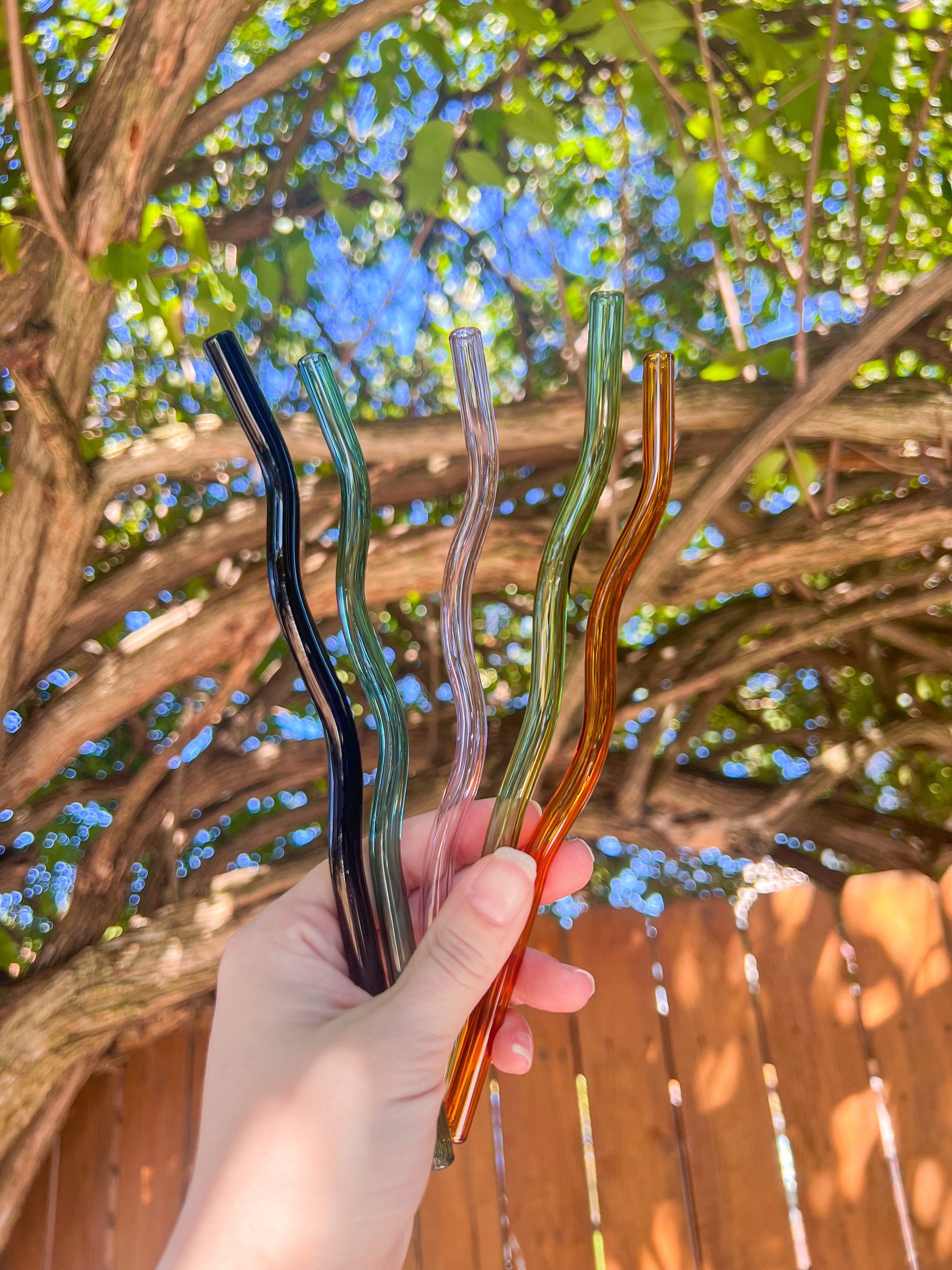 Wavy Reusable Glass Straws – Tortuga