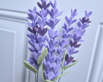 Tiges de lavande en feutre : lot de 5, fausses fleurs violettes