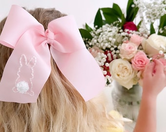 Hand- Embroidered Bunny Tail Bow