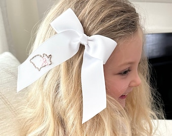 Hand- Embroidered Bunny Bow