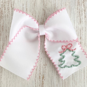 Christmas Tree Hand- Embroidered Bow