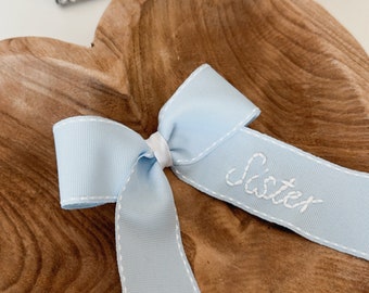 Hand- Embroidered Sister Bow