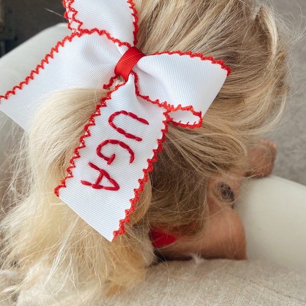 UGA Hand- Embroidered Bow