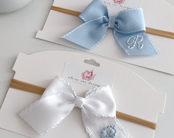 Initial Hand- Embroidered Bow