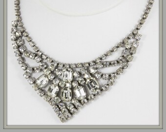 Vintage Rhinestone Collar Necklace,Vintage Rhinestone Necklace,Retro Rhinestone Collar Necklace,Retro Rhinestone Necklace,Retro Jewelry
