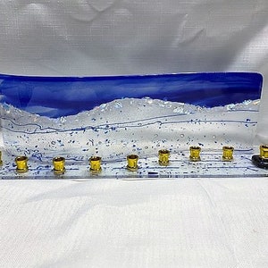 Fused glass Menorah M22