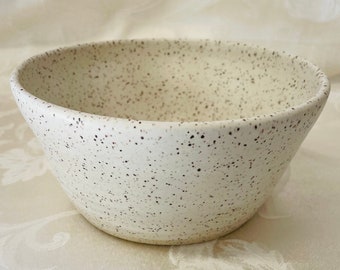 Medium Bowl:  (White on Speckled Clay with Five Flowers on the Bottom Inside)