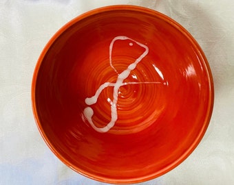 Large Bowl  (Orange with White Accents)
