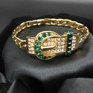 Jackie Kennedy replica - faux emerald buckle bracelet - Camrose & Kross -Vintage