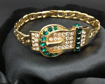 Jackie Kennedy Replik - faux Smaragd Schnalle Armband - Camrose & Kross -Vintage