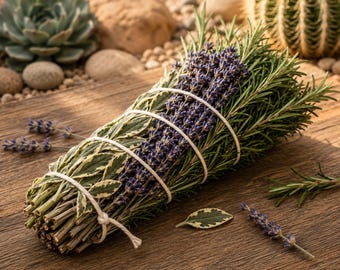 Kräuterbündel zum Räuchern | Salbei-Lavendel-Rosmarin-Bündel | Räucherkräuter | Getrocknete Kräuterstäbchen | Wähle deine Mischung