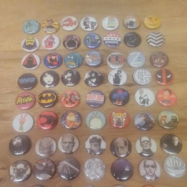 Cartoon/Comic Books/TV Show/Movie/History/Pop Culture One Inch Button Mix & Match *pick any 5*