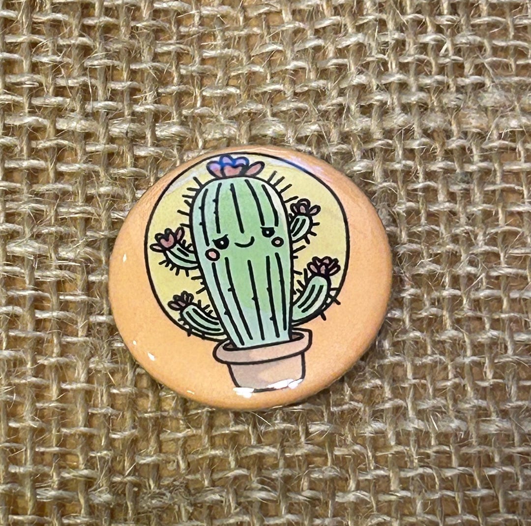 Happy Cactus #2 1.25 Inch Button *original Artwork* - Etsy