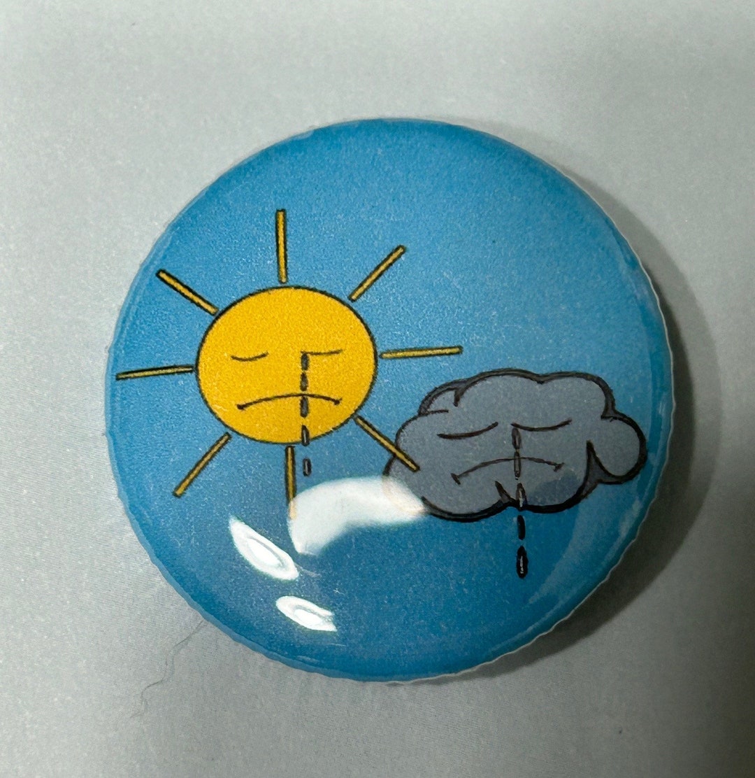 Sad Sun and Cloud 1.25 Inch Button *original Artwork* - Etsy