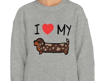 Dachshund Shirt Sweatshirt I love my Wire Haired Doxie Weenie dog Wiener Dog Chocolate Brown Dapple Gift Graphic Tee doxie shirt cute