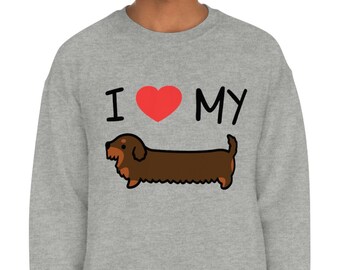Dachshund Shirt Sweatshirt I love my Wire Haired Doxie Weenie dog Wiener Dog Chocolate Brown and Tan Gift Graphic Tee doxie shirt cute