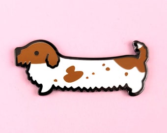 Dachshund enamel pin wiener dog sausage lapel pin brooch badge flair collar pin hat pin cute dog kawaii animals dogs puppy puppies accessory