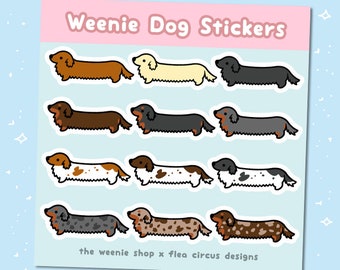 Dachshund sticker sheet long coat matte vinyl weenie dog weiner dog sausage animals decoration scrapbooking cute animal doxie kawaii