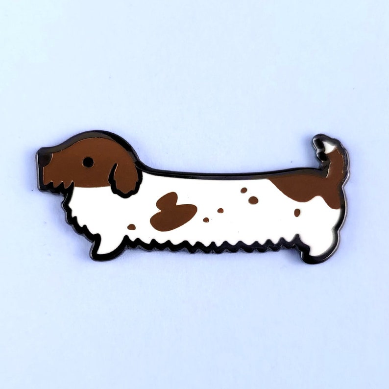 Dachshund enamel pin wiener dog sausage lapel pin brooch badge flair collar pin hat pin cute dog kawaii animals dogs puppy puppies accessory image 1