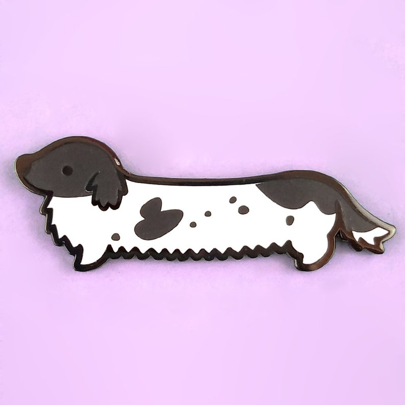 Dachshund enamel pin wiener dog sausage lapel pin brooch badge flair collar pin hat pin cute dog kawaii animals dogs puppy puppies accessory image 1