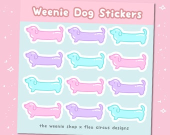 Dachshund sticker sheet pastel matte vinyl weenie dog weiner dog sausage animals decoration scrapbooking cute animal doxie kawaii